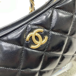 Chanel AS4912 Meduim Hobo Shiny Lambskin & Gold-Tone Metal Black - Default Title - View 6