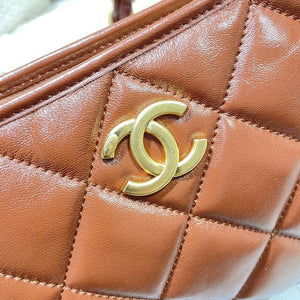 Chanel AS4912 Meduim Hobo Shiny Lambskin & Gold-Tone Metal Brown - Default Title - View 6