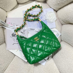 Chanel AS4922 Small Hobo Shiny Lambskin & Gold-Tone Metal Green - Default Title - View 5