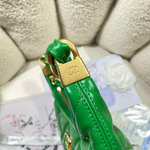 Chanel AS4922 Small Hobo Shiny Lambskin & Gold-Tone Metal Green - Default Title - View 7