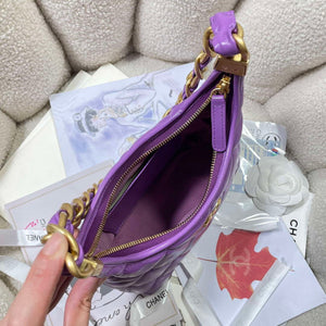 Chanel AS4922 Small Hobo Shiny Lambskin & Gold-Tone Metal Purple - Default Title - View 8