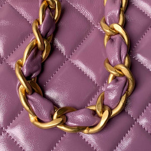 Chanel AS4923 Large Hobo Shiny Lambskin & Gold-Tone Metal Dark Purple - Default Title - View 4