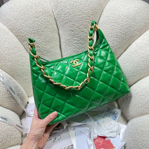 Chanel AS4923 Large Hobo Shiny Lambskin & Gold-Tone Metal Green - Default Title - View 2