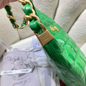Chanel AS4923 Large Hobo Shiny Lambskin & Gold-Tone Metal Green - Default Title - View 7