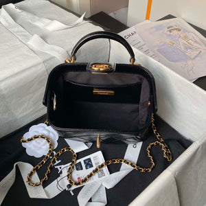 Chanel AS4958 Mini Flap bag With top handle Shiny Lambskin & Gold-Tone Metal Black - Default Title - View 6