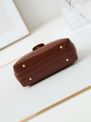 Chanel AS4958 Mini Flap bag With top handle Shiny Lambskin & Gold-Tone Metal Brown - Default Title - View 6