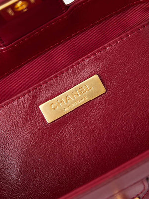 Chanel AS4958 Mini Flap bag With top handle Shiny Lambskin & Gold-Tone Metal Red - Default Title - View 8