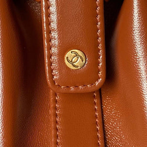 Chanel AS4959 Flap bag With top handle Shiny Lambskin & Gold-Tone Metal Brown - Default Title - View 2