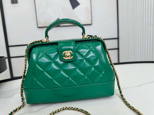 Chanel AS4959 Flap bag With top handle Shiny Lambskin & Gold-Tone Metal Green - Default Title - View 2
