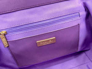 Chanel AS4959 Flap bag With top handle Shiny Lambskin & Gold-Tone Metal Purple - Default Title - View 8