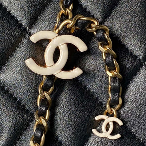 Chanel AS4967 Small Flap Bag Shiny Lambskin Enamel & Gold-Tone Metal Black - Default Title - View 3