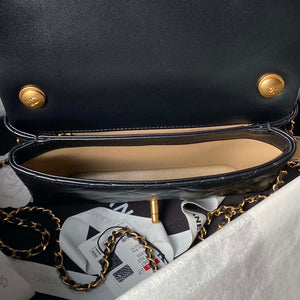 Chanel AS4967 Small Flap Bag Shiny Lambskin Enamel & Gold-Tone Metal Black - Default Title - View 5