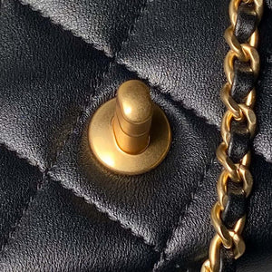Chanel AS4967 Small Flap Bag Shiny Lambskin Enamel & Gold-Tone Metal Black - Default Title - View 7