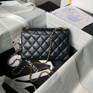 Chanel AS4967 Small Flap Bag Shiny Lambskin Enamel & Gold-Tone Metal Black - Default Title - View 2