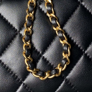Chanel AS4973 Mini Flap Bag Shiny Lambskin Enamel & Gold-Tone Metal Black - Default Title - View 5