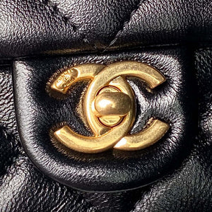 Chanel AS4992 Mini Flap Bag with Top Handle Shiny Lambskin & Gold-Tone Metal Black - Default Title - View 3