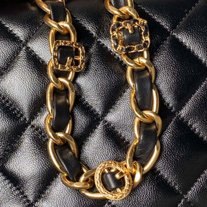 Chanel AS4992 Mini Flap Bag with Top Handle Shiny Lambskin & Gold-Tone Metal Black - Default Title - View 5
