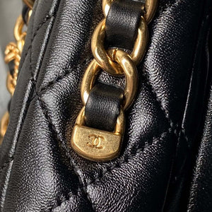 Chanel AS4993 Flap Bag with Top Handle Shiny Lambskin & Gold-Tone Metal Black - Default Title - View 8