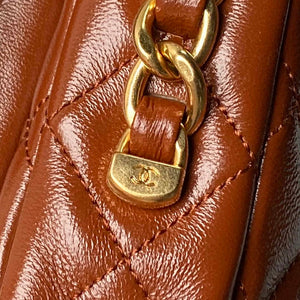 Chanel AS4993 Flap Bag with Top Handle Shiny Lambskin & Gold-Tone Metal Brown - Default Title - View 6