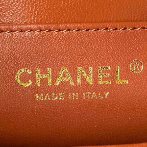 Chanel AS4993 Flap Bag with Top Handle Shiny Lambskin & Gold-Tone Metal Brown - Default Title - View 9