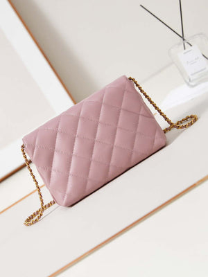 Chanel AS5011 Flap bag Shiny Lambskin Imitation Pearls & Gold-Tone Metal Pink - Default Title - View 5