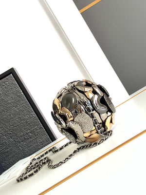 Chanel AS5013 Evening Sphere Minaudiere Strass & Black Metal Black - Default Title - View 2
