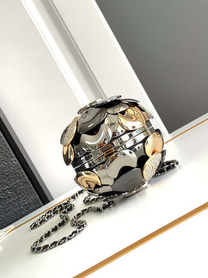 Chanel AS5013 Evening Sphere Minaudiere Strass & Black Metal Black - Default Title - View 4
