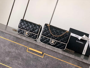 Chanel AS5150 Spring-Summer 2025 Pre-collection Flap Bag Lambskin Black & White - Default Title - View 10