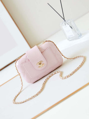 Chanel AS5178 Evening Chain Bag Lambskin Gold-Tone Metal Pink - Default Title - View 1