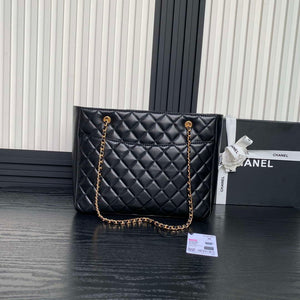 Chanel AS5192 Small Tote Shiny Lambskin & Gold-Tone Metal Black - Default Title - View 2