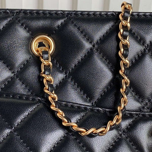 Chanel AS5192 Small Tote Shiny Lambskin & Gold-Tone Metal Black - Default Title - View 4
