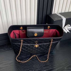 Chanel AS5192 Small Tote Shiny Lambskin & Gold-Tone Metal Black - Default Title - View 7