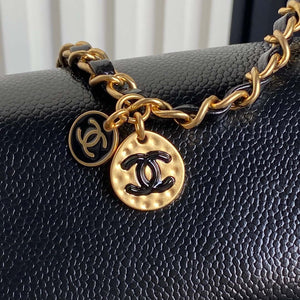 Chanel AS5218 Mini Flap Bag Grained Shiny Calfskin & Gold-Tone Metal Black - Default Title - View 4