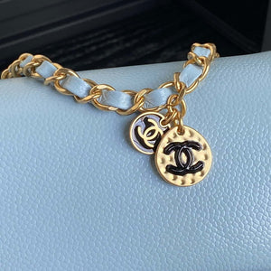 Chanel AS5218 Mini Flap Bag Grained Shiny Calfskin & Gold-Tone Metal Light Blue - Default Title - View 4