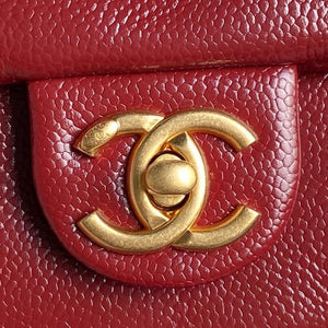 Chanel AS5218 Mini Flap Bag Grained Shiny Calfskin & Gold-Tone Metal Red - Default Title - View 3