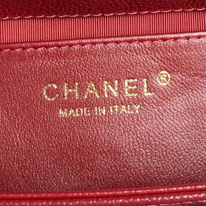 Chanel AS5218 Mini Flap Bag Grained Shiny Calfskin & Gold-Tone Metal Red - Default Title - View 9