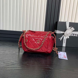Chanel AS5220 Small Camera Case Bag Shiny Crumpled Lambskin & Gold-Tone Metal Red - Default Title - View 1