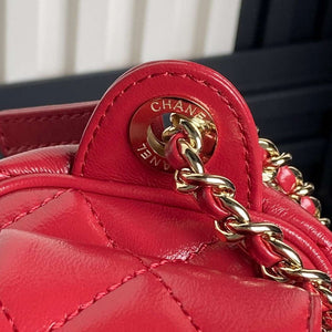 Chanel AS5220 Small Camera Case Bag Shiny Crumpled Lambskin & Gold-Tone Metal Red - Default Title - View 5