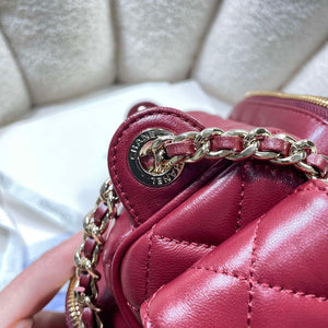 Chanel AS5220 Small Camera Case Bag Shiny Crumpled Lambskin & Gold-Tone Metal Wine Red - Default Title - View 7