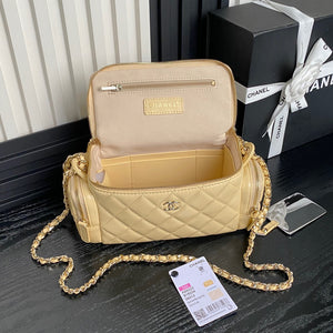 Chanel AS5222 Vanity Case Shiny Crumpled Lambskin & Gold-Tone Metal Apricot - Default Title - View 7