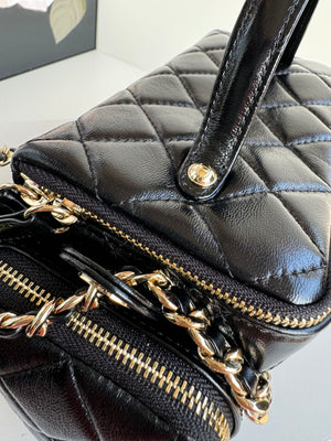 Chanel AS5222 Vanity Case Shiny Crumpled Lambskin & Gold-Tone Metal Black - Default Title - View 5