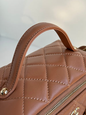 Chanel AS5222 Vanity Case Shiny Crumpled Lambskin & Gold-Tone Metal Brown - Default Title - View 4