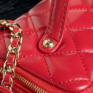 Chanel AS5222 Vanity Case Shiny Crumpled Lambskin & Gold-Tone Metal Red - Default Title - View 6