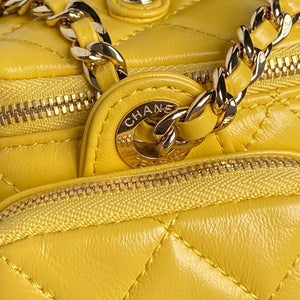 Chanel AS5222 Vanity Case Shiny Crumpled Lambskin & Gold-Tone Metal Yellow - Default Title - View 5