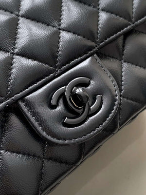 Chanel AS5243 Mini Flap Bag with Top Handle Lambskin & Lacquered Metal Black - Default Title - View 6