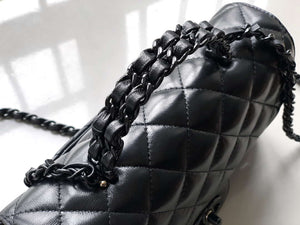 Chanel AS5243 Mini Flap Bag with Top Handle Lambskin & Lacquered Metal Black - Default Title - View 8