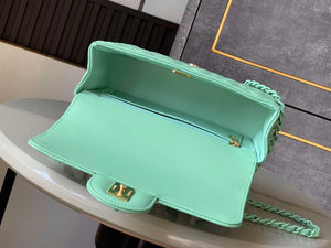 Chanel AS5243 Mini Flap Bag with Top Handle Lambskin & Lacquered Metal Light Green - Default Title - View 8
