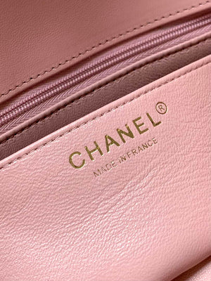 Chanel AS5243 Mini Flap Bag with Top Handle Lambskin & Lacquered Metal Pink - Default Title - View 9