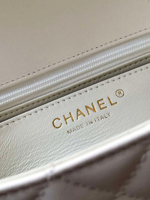 Chanel AS5243 Mini Flap Bag with Top Handle Lambskin & Lacquered Metal White - Default Title - View 9