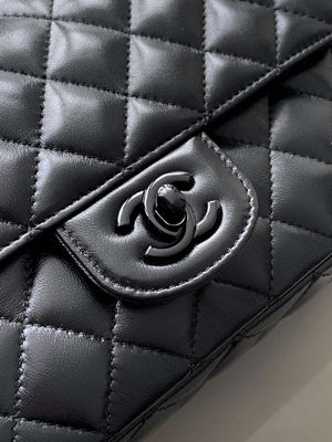 Chanel AS5244 Flap Bag with Top Handle Lambskin & Lacquered Metal Black - Default Title - View 6